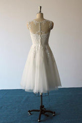 Bridelily Illusion Lace Tulle A-Line Mini Wedding Dress